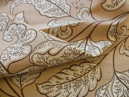 Bty Scalamandre Wallace Linen Print Art Deco Jacobean Light Tan On Light Brown Beige MSRP USD 160/Y
