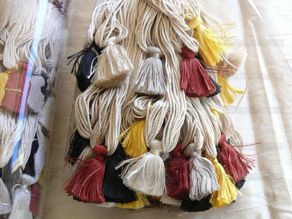 Scalamandre Lyon 100% Silk Double Tassel Tieback Black Red Yellow