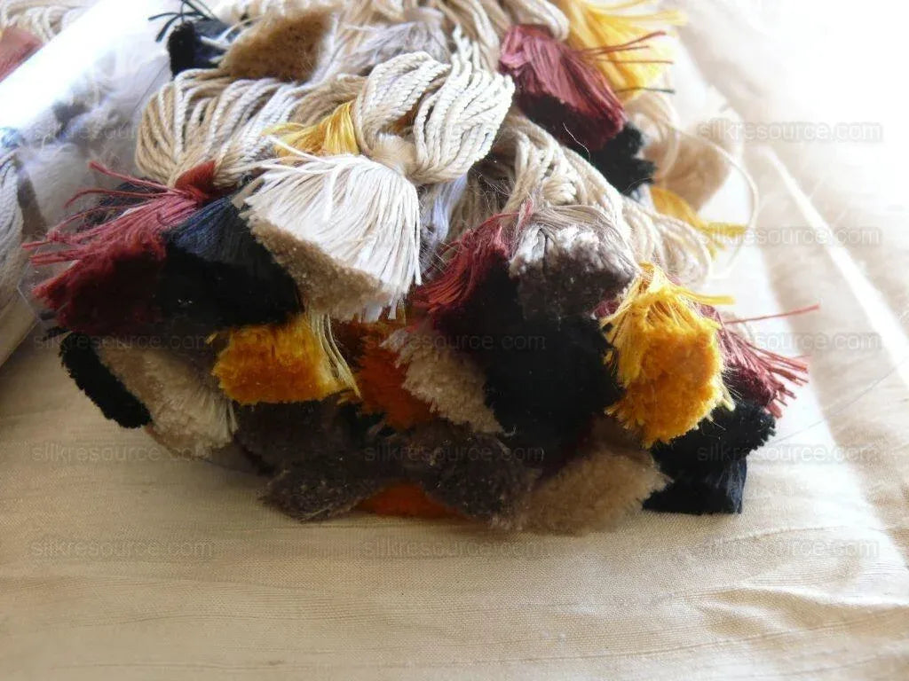 Scalamandre Lyon 100% Silk Double Tassel Tieback Black Red Yellow