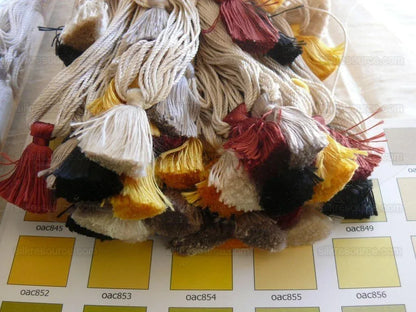 Scalamandre Lyon 100% Silk Double Tassel Tieback Black Red Yellow