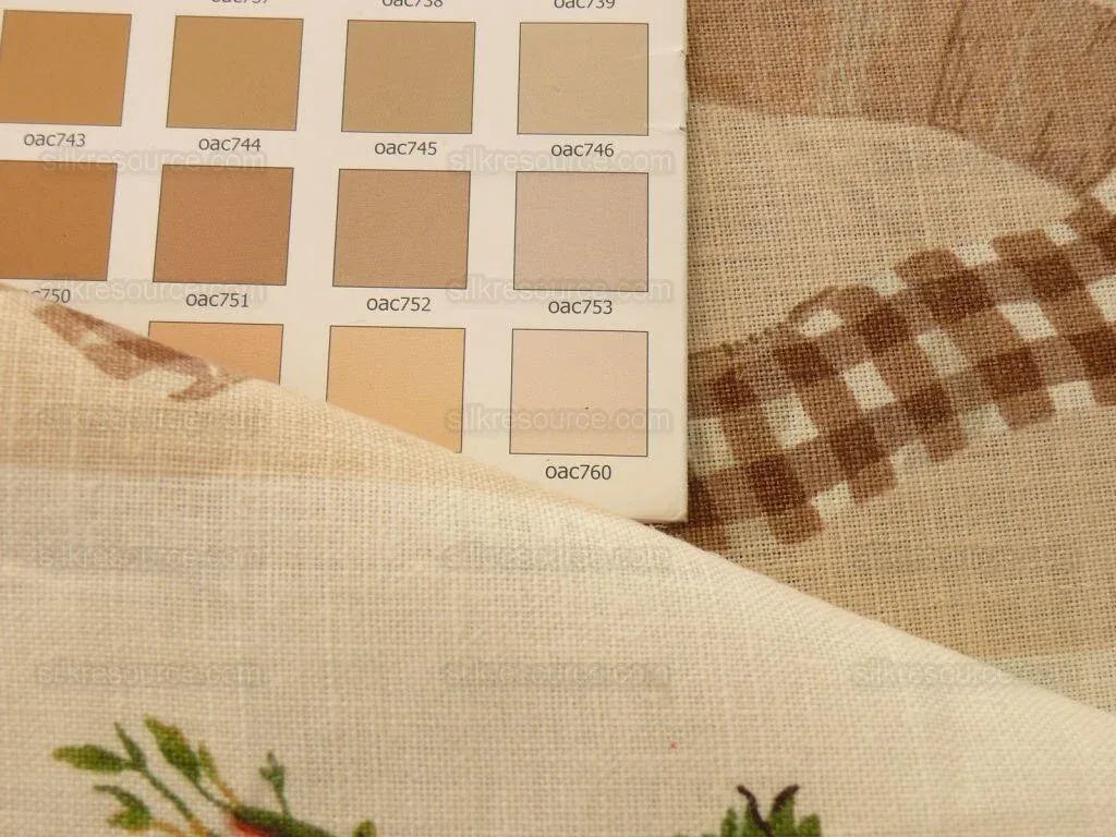 Lee Jofa Gingham Ribbon Print &amp; Rose Linen "tan" Tromp L'oei