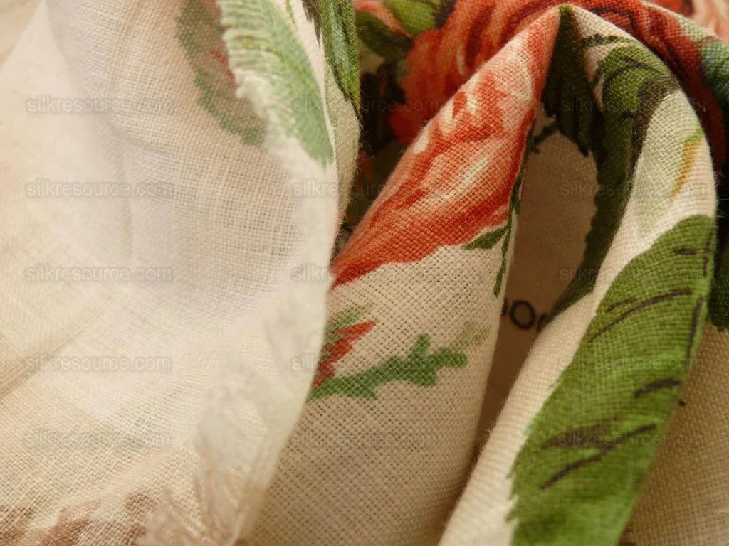 Lee Jofa Gingham Ribbon Print &amp; Rose Linen "tan" Tromp L'oei