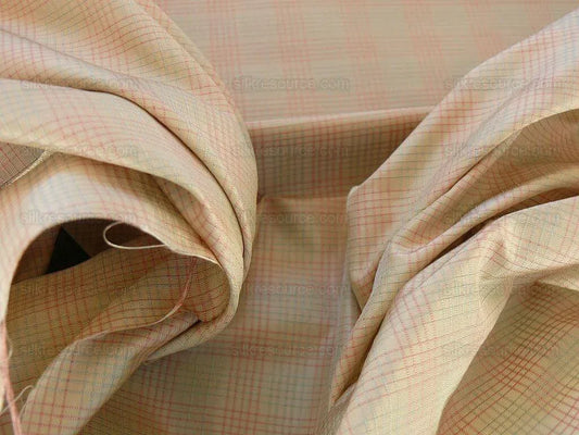 Lee Jofa Stately Silk Taffeta Plaid Peony Pink Green MSRP USD 299/Y