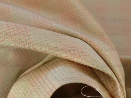 Lee Jofa Stately Silk Taffeta Plaid Peony Pink Green MSRP USD 299/Y