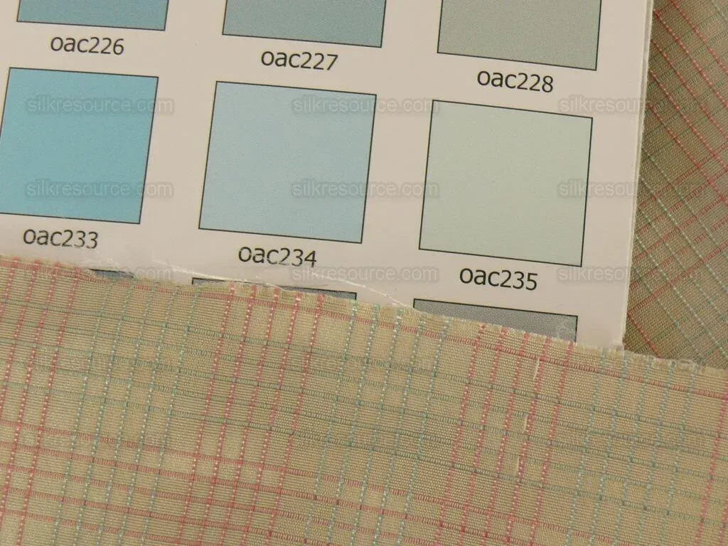 Lee Jofa Stately Silk Taffeta Plaid Peony Pink Green MSRP USD 299/Y