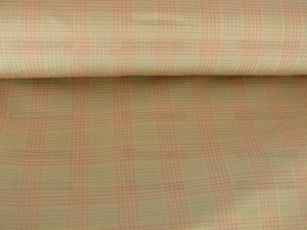 Lee Jofa Stately Silk Taffeta Plaid Peony Pink Green MSRP USD 299/Y