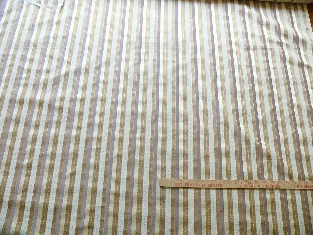 Lee Jofa Denning Silk Stripe Camel Brown Ivory Lite Lavender Purple MSRP USD196/y