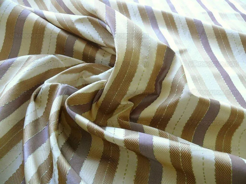 Lee Jofa Denning Silk Stripe Camel Brown Ivory Lite Lavender Purple MSRP USD196/y