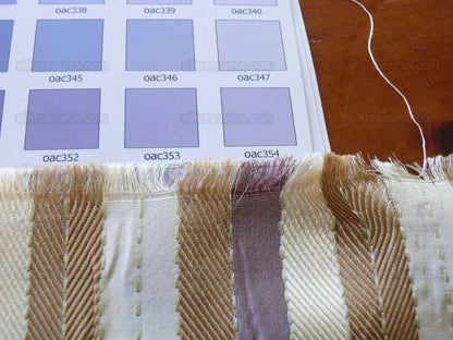 Lee Jofa Denning Silk Stripe Camel Brown Ivory Lite Lavender Purple MSRP USD196/y