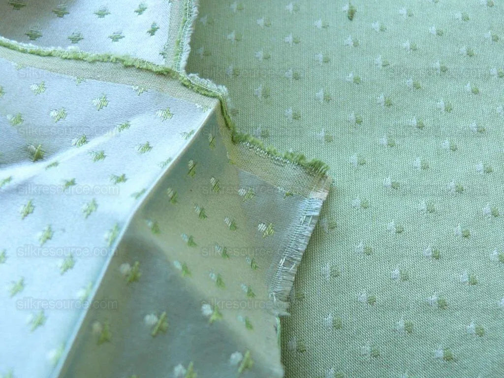 Scalamandre "regency" Green Silk Satin Jacquard Mini Flower Mint