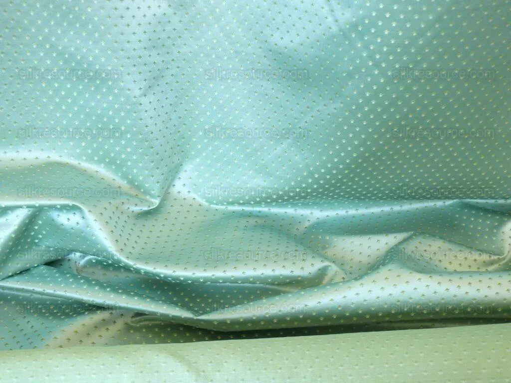 Scalamandre "regency" Green Silk Satin Jacquard Mini Flower Mint