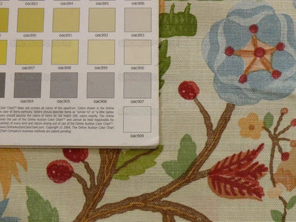 Scalamandre Life On The Hill Linen Print Orange Green On Cream B