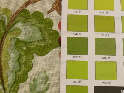 Scalamandre Life On The Hill Linen Print Orange Green On Cream B