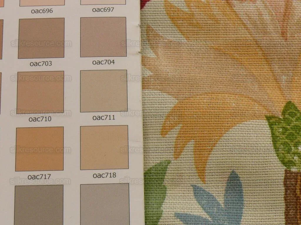 Scalamandre Life On The Hill Linen Print Orange Green On Cream B