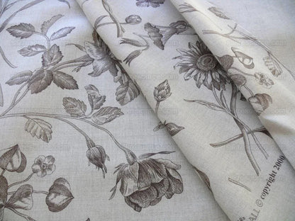 Scalamandre Hope Toile  Linen French Cotton Tulip Rose Sunflower Coffee MSRP USD$160/Y
