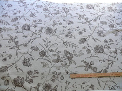 Scalamandre Hope Toile  Linen French Cotton Tulip Rose Sunflower Coffee MSRP USD$160/Y