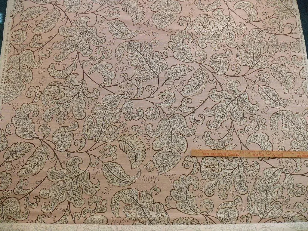 By Yard Scalamandre Wallace Linen Jacobean Print From Uk Pink Brown MSRP USD 160/Y