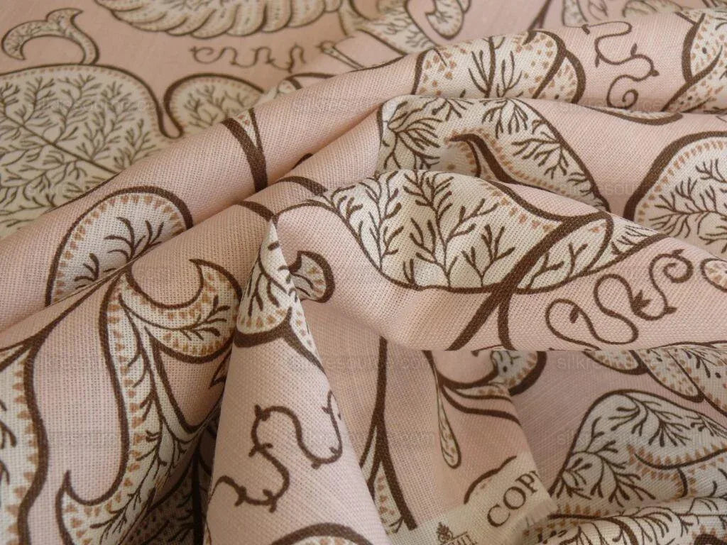 By Yard Scalamandre Wallace Linen Jacobean Print From Uk Pink Brown MSRP USD 160/Y