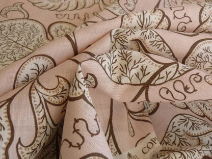 By Yard Scalamandre Wallace Linen Jacobean Print From Uk Pink Brown MSRP USD 160/Y