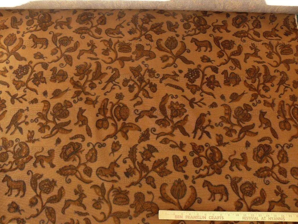 Scalamandre Animals Cut Velvet Tobacco Unicorn Horse Fox Rt$284/