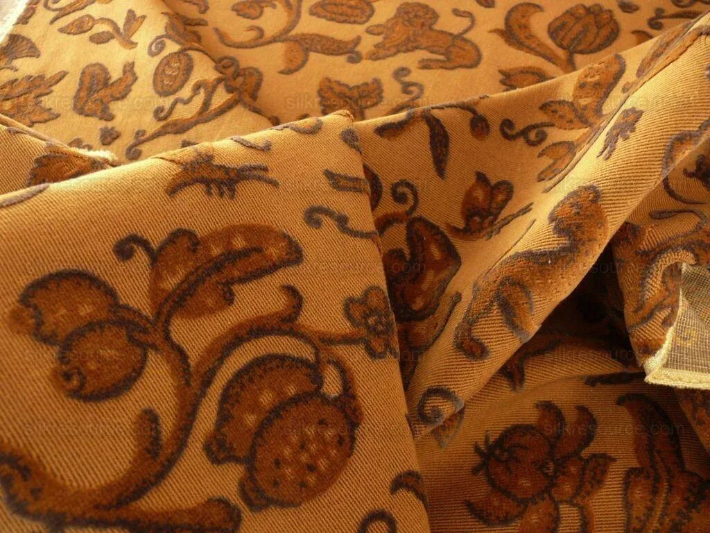 Scalamandre Animals Cut Velvet Tobacco Unicorn Horse Fox Rt$284/