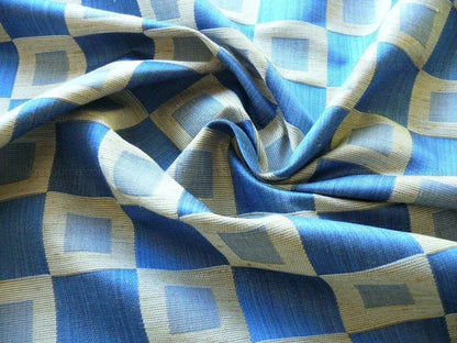 21 Yards Scalamandre Tours Blue &amp; Honey Check Cotton/linen Damask Plaid M