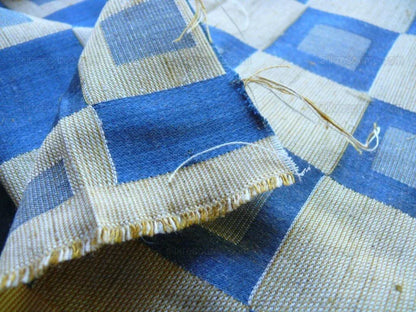 21 Yards Scalamandre Tours Blue &amp; Honey Check Cotton/linen Damask Plaid M