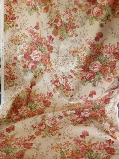 Lee Jofa Tewkesbury Chintz Fr Uk Peach Pink Red Roses On Biscuit Cotton