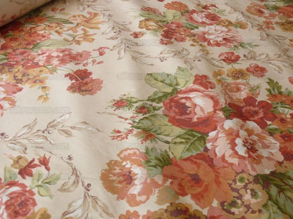 Lee Jofa Tewkesbury Chintz Fr Uk Peach Pink Red Roses On Biscuit Cotton