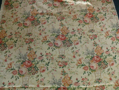By Yard Lee Jofa Ashurst Peony Tulip Lilac Rose 100% Linen Print on Ecru Handprint English Chintz UK MSRP USD 139/Y