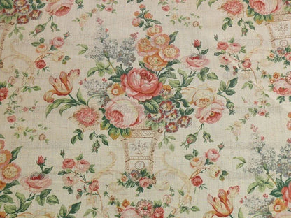 By Yard Lee Jofa Ashurst Peony Tulip Lilac Rose 100% Linen Print on Ecru Handprint English Chintz UK MSRP USD 139/Y