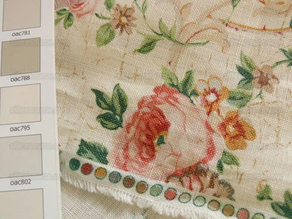 By Yard Lee Jofa Ashurst Peony Tulip Lilac Rose 100% Linen Print on Ecru Handprint English Chintz UK MSRP USD 139/Y