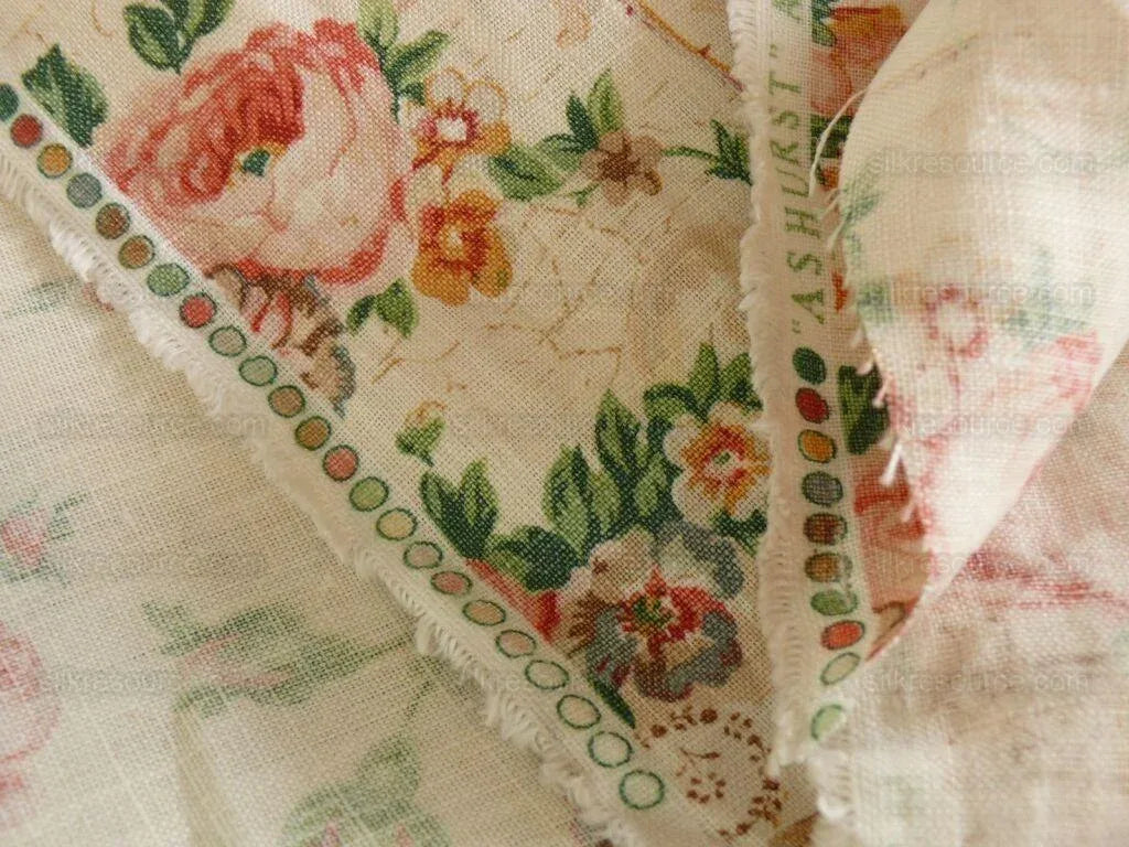 By Yard Lee Jofa Ashurst Peony Tulip Lilac Rose 100% Linen Print on Ecru Handprint English Chintz UK MSRP USD 139/Y
