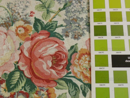 By Yard Lee Jofa Ashurst Peony Tulip Lilac Rose 100% Linen Print on Ecru Handprint English Chintz UK MSRP USD 139/Y