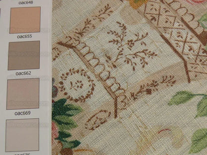 By Yard Lee Jofa Ashurst Peony Tulip Lilac Rose 100% Linen Print on Ecru Handprint English Chintz UK MSRP USD 139/Y