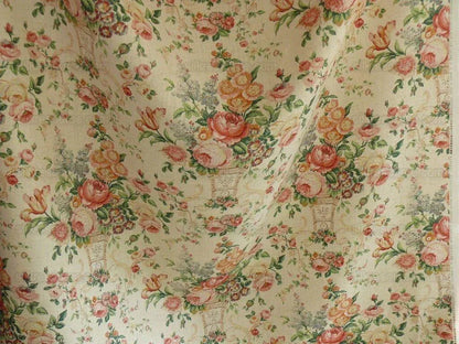By Yard Lee Jofa Ashurst Peony Tulip Lilac Rose 100% Linen Print on Ecru Handprint English Chintz UK MSRP USD 139/Y