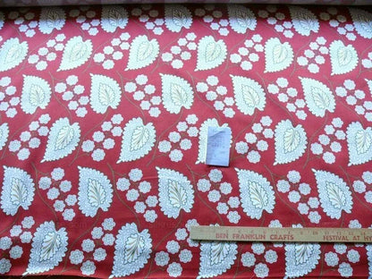 By Yd Scalamandre Winslett Red Brown White  Hand Printed in Italy MSRP$160/Y