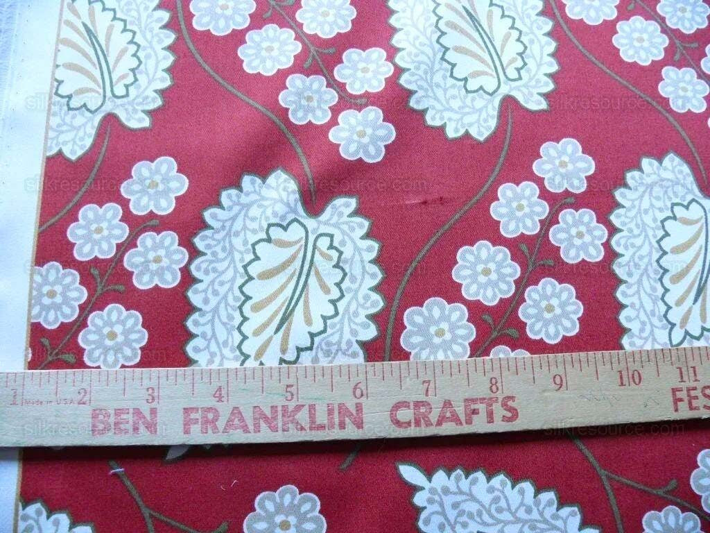 By Yd Scalamandre Winslett Red Brown White  Hand Printed in Italy MSRP$160/Y