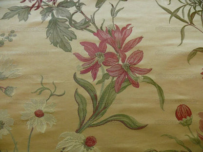 1.95y 100%silk Lampas Giant Tree Of Life Chrysanthamum Floral