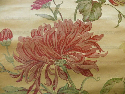 1.95y 100%silk Lampas Giant Tree Of Life Chrysanthamum Floral