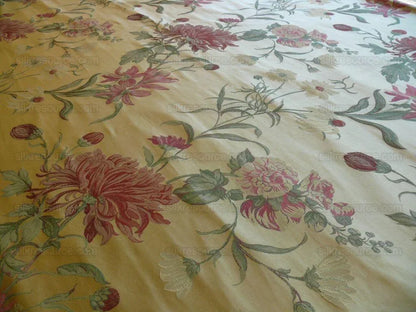 1.95y 100%silk Lampas Giant Tree Of Life Chrysanthamum Floral