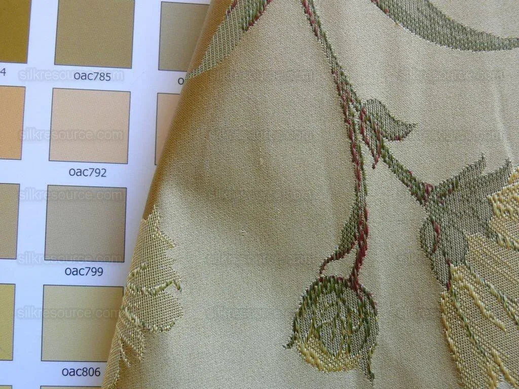 1.95y 100%silk Lampas Giant Tree Of Life Chrysanthamum Floral