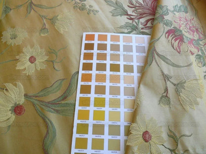 1.95y 100%silk Lampas Giant Tree Of Life Chrysanthamum Floral