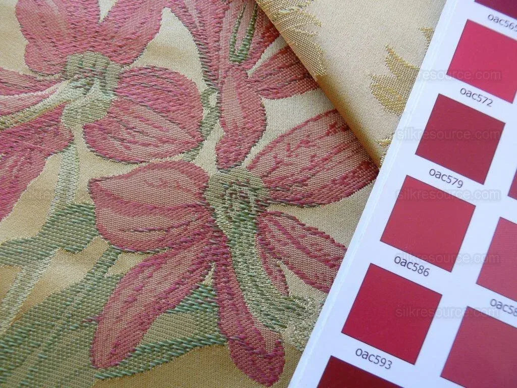 1.95y 100%silk Lampas Giant Tree Of Life Chrysanthamum Floral