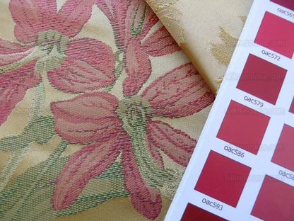 1.95y 100%silk Lampas Giant Tree Of Life Chrysanthamum Floral