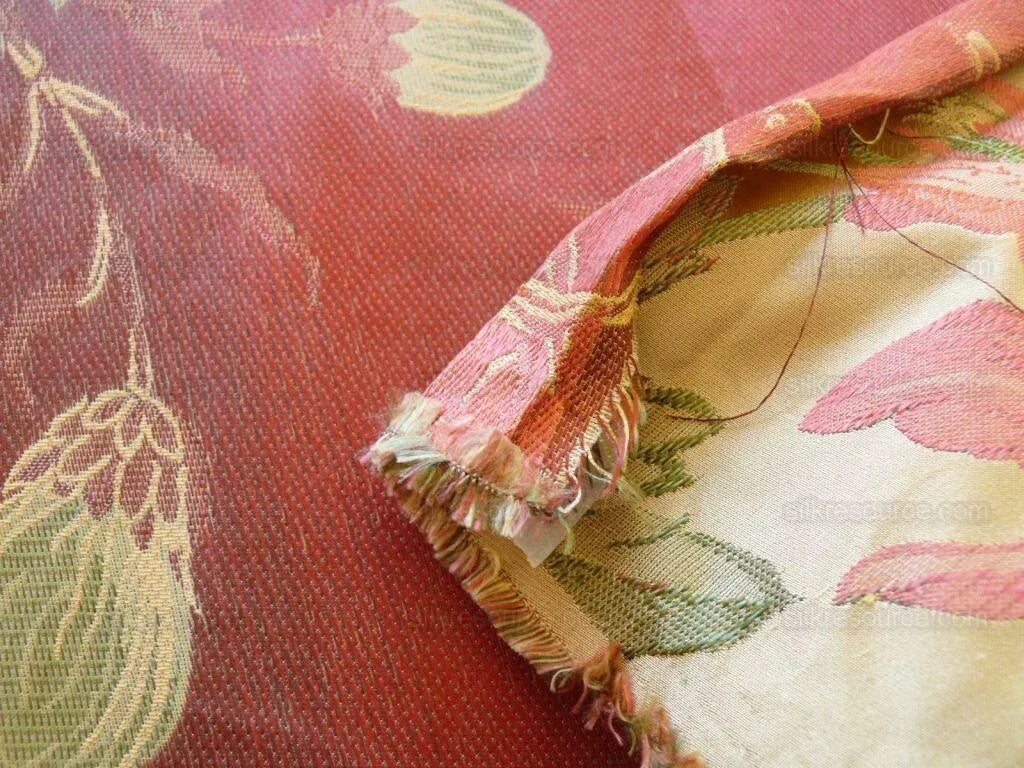 1.95y 100%silk Lampas Giant Tree Of Life Chrysanthamum Floral