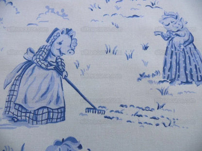 By Yard Scalamandre Life on Top of Cranberry Hill Blue Animal Cat Frog Pig Mouse Toile de Jouy Country Farm nursery MSRP 99/Y
