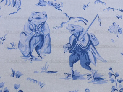 By Yard Scalamandre Life on Top of Cranberry Hill Blue Animal Cat Frog Pig Mouse Toile de Jouy Country Farm nursery MSRP 99/Y