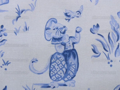 By Yard Scalamandre Life on Top of Cranberry Hill Blue Animal Cat Frog Pig Mouse Toile de Jouy Country Farm nursery MSRP 99/Y