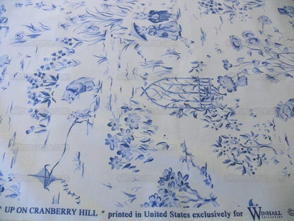 By Yard Scalamandre Life on Top of Cranberry Hill Blue Animal Cat Frog Pig Mouse Toile de Jouy Country Farm nursery MSRP 99/Y